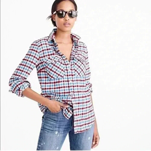 J. Crew Flannel Plaid Shirt Thick Fabric Sz 6 - Picture 1 of 8